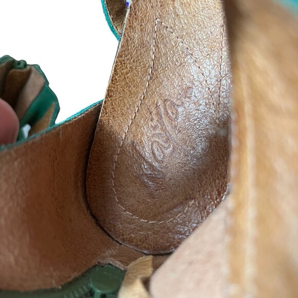 Naya Vintage Green Suede Leather Braided Boho Gladiator Sandals 9" Outer Sole - Picture 9 of 10